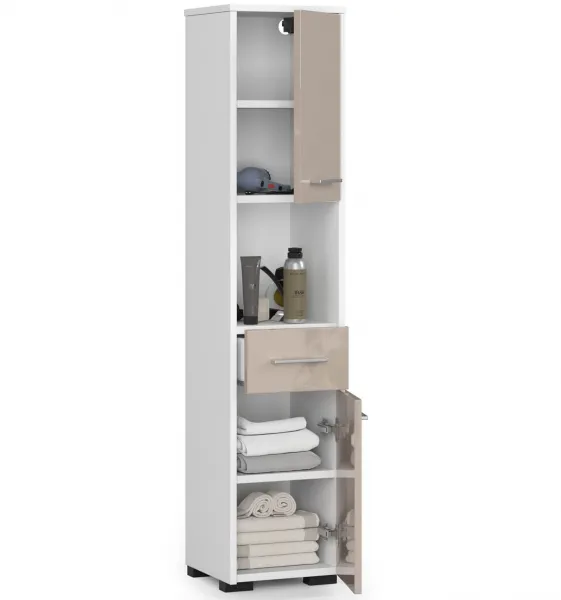 Ak furniture Kúpeľňová skrinka Fin II 30 cm biela/cappuccino lesk