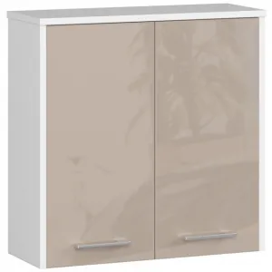Ak furniture Závesná kúpeľňová skrinka Fin 60 cm biela/kapučínový lesk