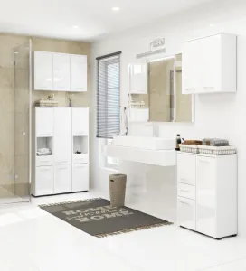 Ak furniture Kúpeľňová skrinka nad práčku Fín biela lesk
