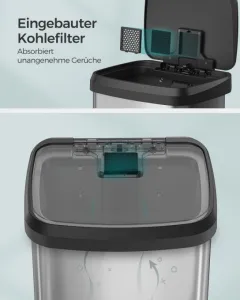 SONGMICS Odpadkový koš s víkem Pago 68 l stříbrný