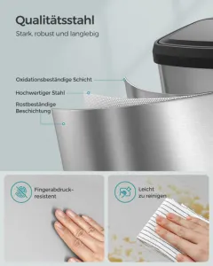 SONGMICS Odpadkový koš s víkem Pago 68 l stříbrný