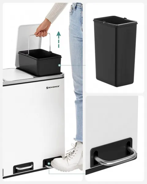 SONGMICS Odpadkový kôš 3 x 18 l biely
