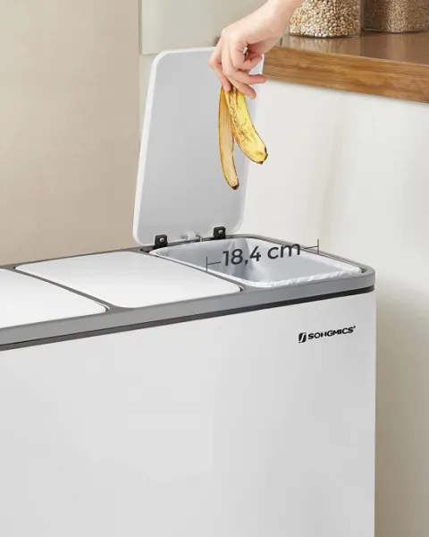 SONGMICS Odpadkový kôš 3 x 18 l biely