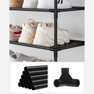 SONGMICS Kovový regál na topánky 10 políc skladací čierny
