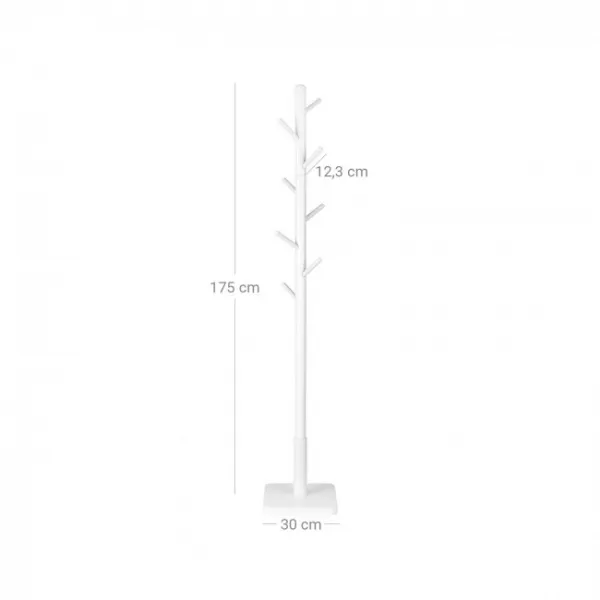 VASAGLE Drevený vešiak na oblečenie biely 175 cm