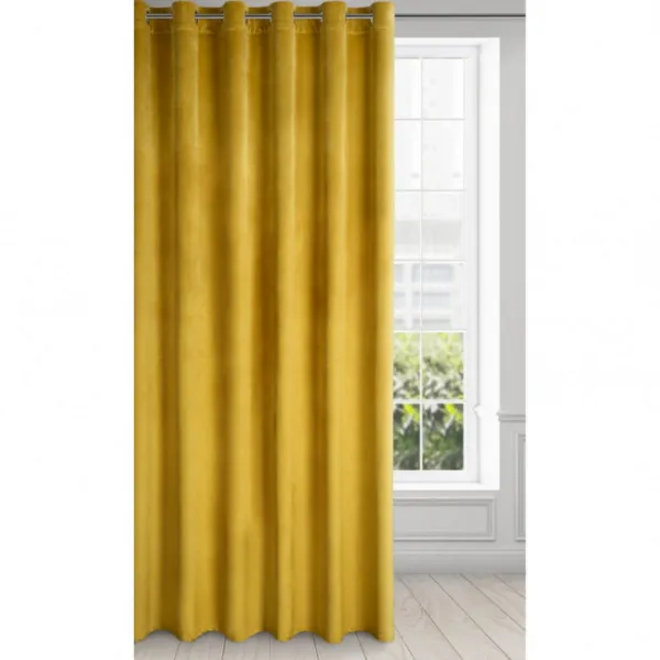 DekorStyle Velúrový záves MELANIE 140x250 cm horčičný odtieň