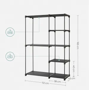 SONGMICS Otevřená šatní skříň PLUMB 112 cm černá