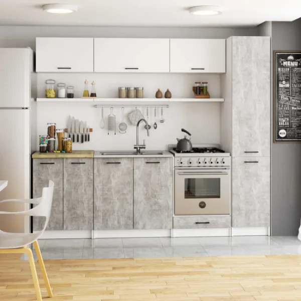 Ak furniture Kuchyňská skříňka OLIVIE 205x40 cm matná bílá/beton