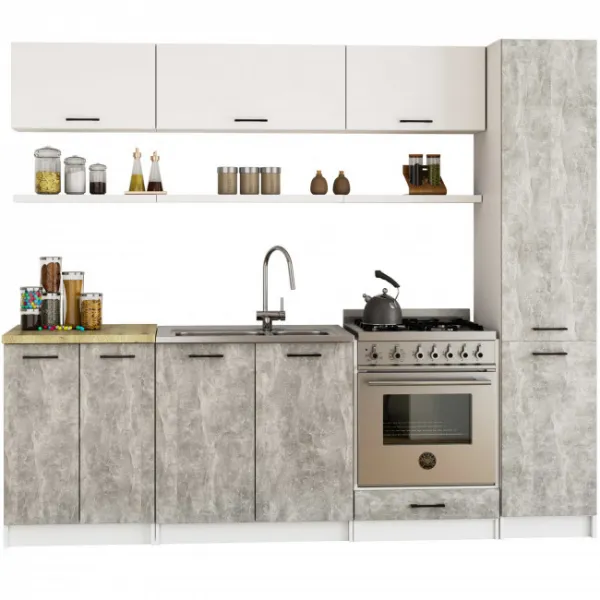 Ak furniture Kuchyňská skříňka OLIVIE 205x40 cm matná bílá/beton