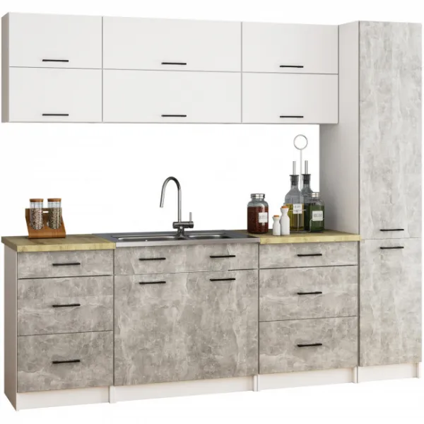 Ak furniture Kuchyňská skříňka OLIVIE 205x40 cm matná bílá/beton
