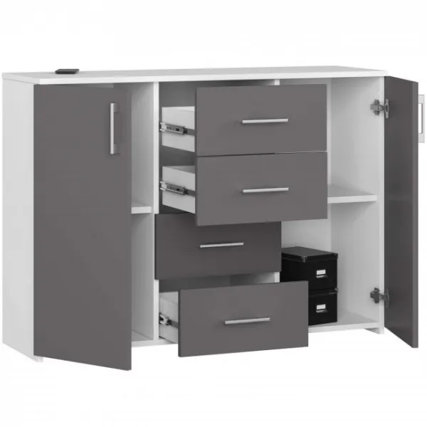 Ak furniture Komoda TORVI K 110 cm matná bílá/matná grafitově šedá