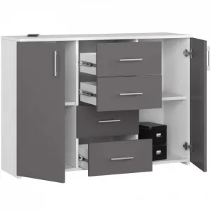 Ak furniture Komoda TORVI K 110 cm matná bílá/matná grafitově šedá