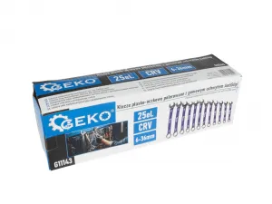 Očkoploché kľúče s pogumovanou rukoväťou AntiSlip 6-36mm, sada 25 ks, Geko G11143