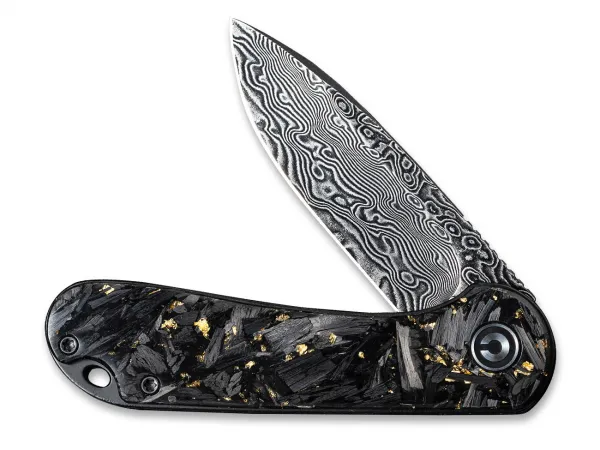 Civivi Elementum C907C-DS1 Golden Shred Carbon Fiber Damascus