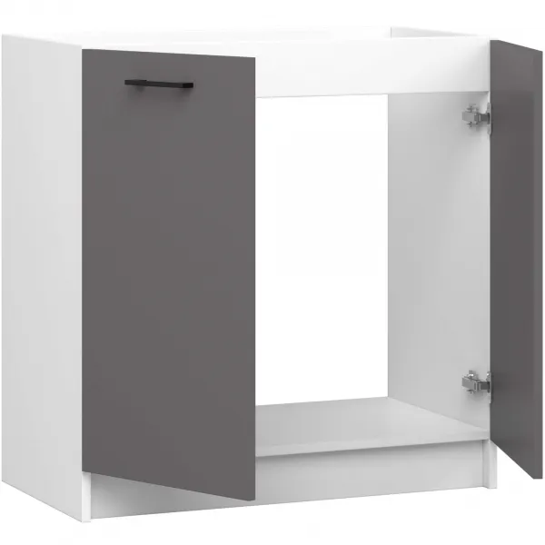 Ak furniture Kuchyňská skříňka pod dřez OLIVIE 80x82 cm matná bílá/matná grafitově šedá