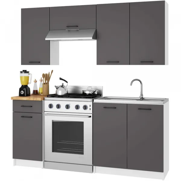 Ak furniture Kuchyňská skříňka pod dřez OLIVIE 80x82 cm matná bílá/matná grafitově šedá