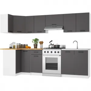 Ak furniture Kuchyňská skříňka OLIVIE II 60x85 cm matná bílá/matný grafitově šedá/dub přírodní