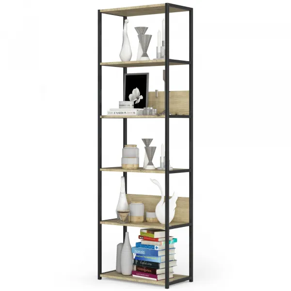 Ak furniture Regál PRAMONI 60x192 cm černý/dub artisan