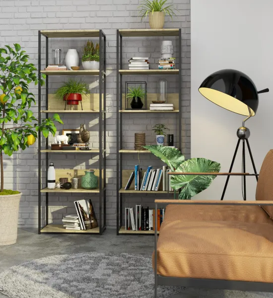 Ak furniture Regál PRAMONI 60x192 cm černý/dub artisan