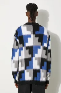 Kardigán s prímesou vlny Marcelo Burlon AOP Damier Cross Knit Cardigan