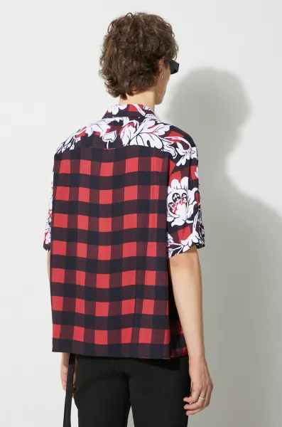Košeľa Neil Barett LOOSE HAWAIIAN CHECK WITH BOLTS