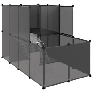 vidaXL Klietka pre malé zvieratá čierna 142x74x93 cm PP a oceľ