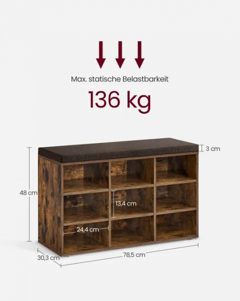 SONGMICS Botník Vasagle Endersen 78,5 cm hnědý/černý