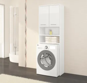 Ak furniture Kúpeľňová skrinka nad práčku Fín biela lesk