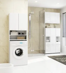 Ak furniture Kúpeľňová skrinka nad práčku Fín biela lesk