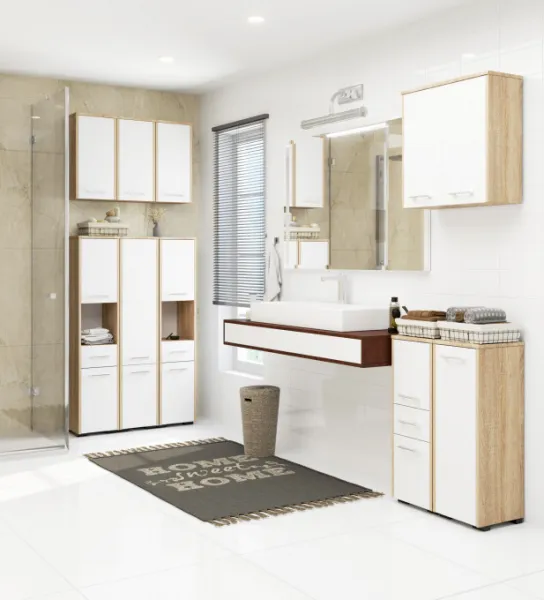 Ak furniture Kúpeľňová skrinka Fin I 30 cm sonoma/biela