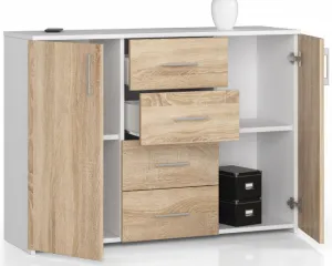 Ak furniture Komoda Torvi K 110,4 cm biela/dub sonoma