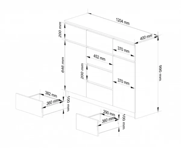 Ak furniture Komoda 120 cm K017 biela