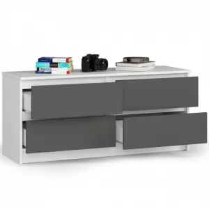 Ak furniture Komoda Kuba 120 cm 4 zásuvky biela/grafit