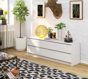 Ak furniture KOMODA Kuba 160 cm - 4 šuplíky - biela