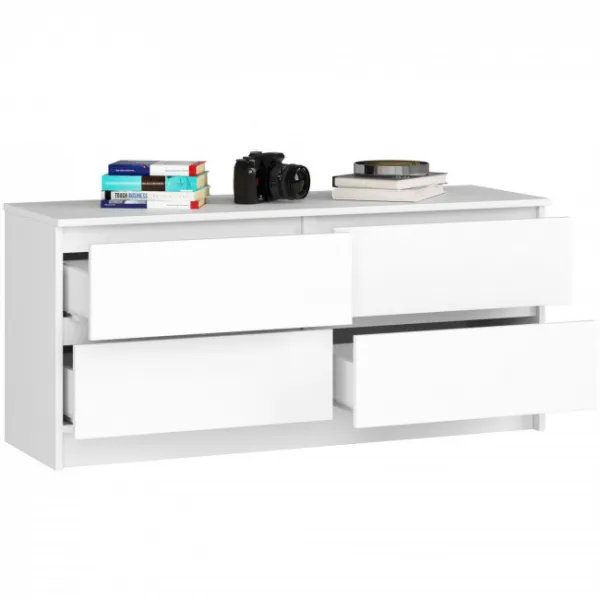Ak furniture Komoda KIPS 4 zásuvky biela
