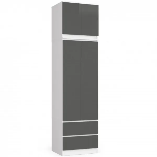 Ak furniture Nadstavec na skriňu Star 60 cm biely matný/grafit