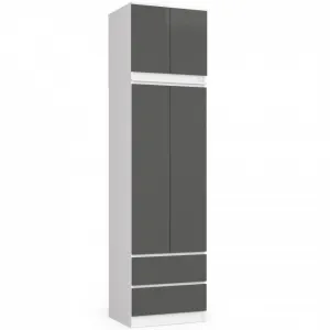 Ak furniture Nadstavec na skriňu Star 60 cm biely matný/grafit