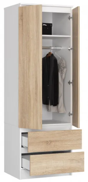Ak furniture Šatníková skriňa Star 60 cm biela/dub sonoma