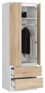 Ak furniture Šatníková skriňa Star 60 cm biela/dub sonoma