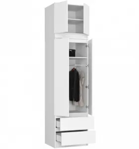 Ak furniture Šatníková skriňa s nadstavcom Star 60 cm biela