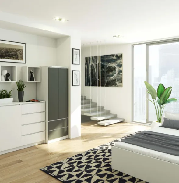Ak furniture Šatníková skriňa STAR 60 cm bielo-grafitová