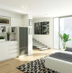 Ak furniture Šatníková skriňa STAR 60 cm bielo-grafitová