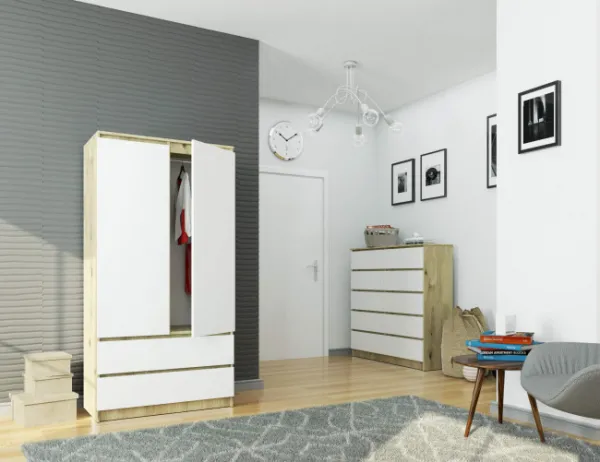 Ak furniture Šatníková skriňa Star 90 cm dub artisan/biela