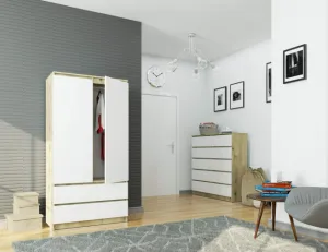 Ak furniture Šatníková skriňa Star 90 cm dub artisan/biela