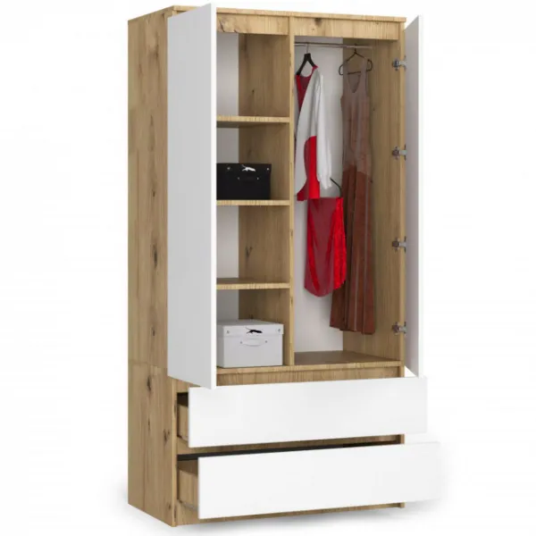 Ak furniture Šatníková skriňa Star 90 cm dub artisan/biela