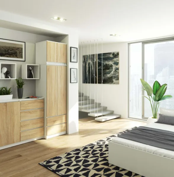 Ak furniture Šatníková skriňa s nástavcom STAR 60 cm biela/dub sonoma