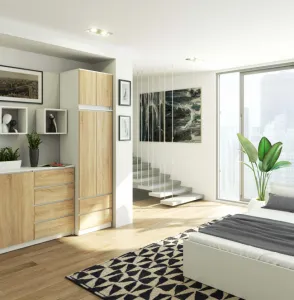 Ak furniture Šatníková skriňa s nástavcom STAR 60 cm biela/dub sonoma