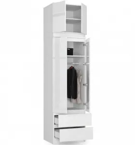 Ak furniture Šatníková skriňa s nástavcom STAR VX 60 cm biela