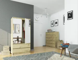 Ak furniture Šatníková skriňa Tesi S90 s dvoma zrkadlami dub artisan
