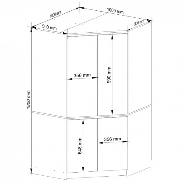 Ak furniture Rohová šatní skříň CLP 100 cm 4D dub craft